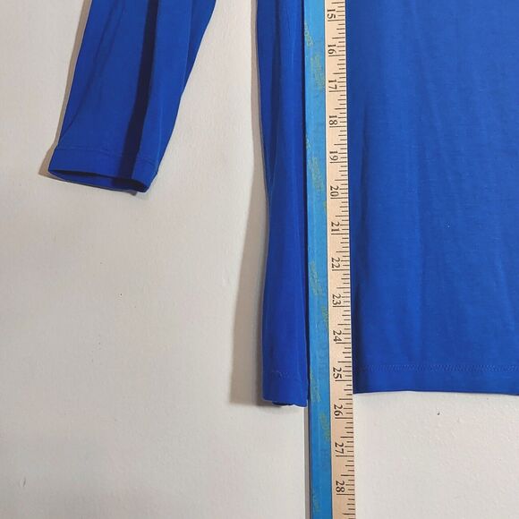 CABLE & GAUGE Top, Womens MEDIUM Blue Scoop Neck Pullover Long Sleeve Stretch - Picture 8 of 9